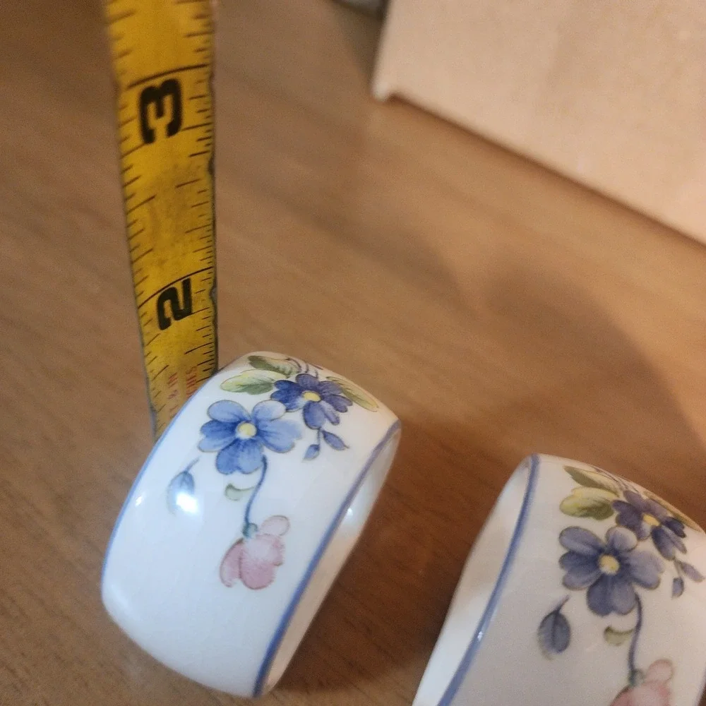 Nikko Blue Peony Ceramic napkin rings set of 3